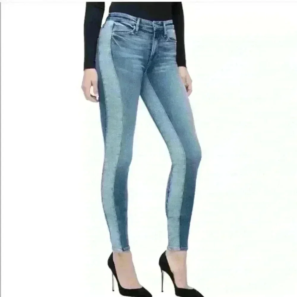 Good American Women's Good Waist Two Tone Side Stripe Skinny - Size 6/28- Note